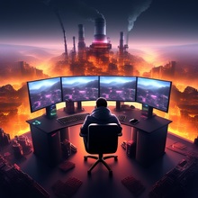 Triple-monitor-gaming-setup-ergonomic